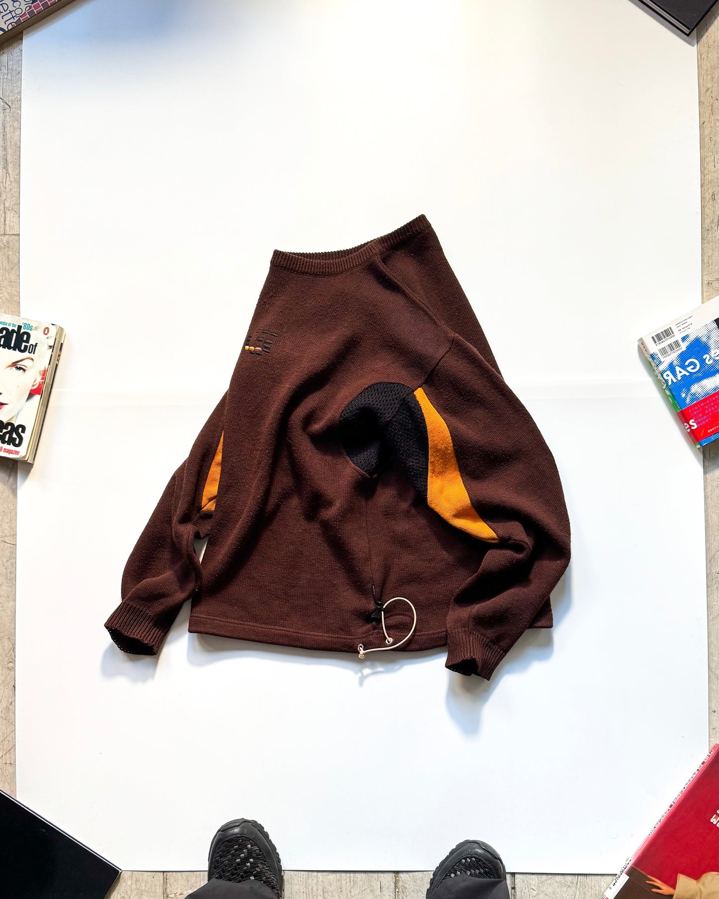 Brown / Orange Mesh Panelled Knit Jumper (M~L)