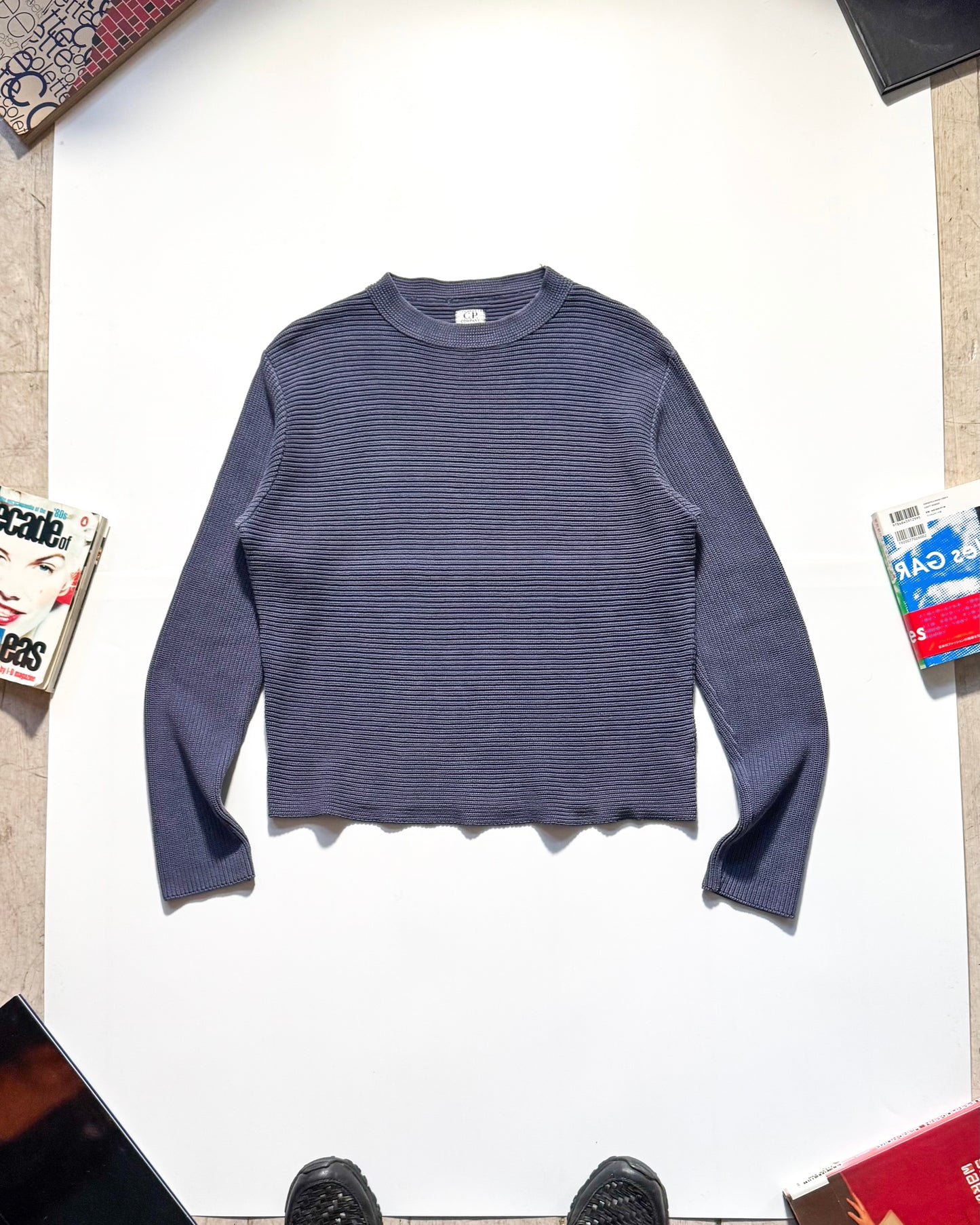 SS01 Horizontal Rib  Cold Grey Knit Jumper ( S~M)