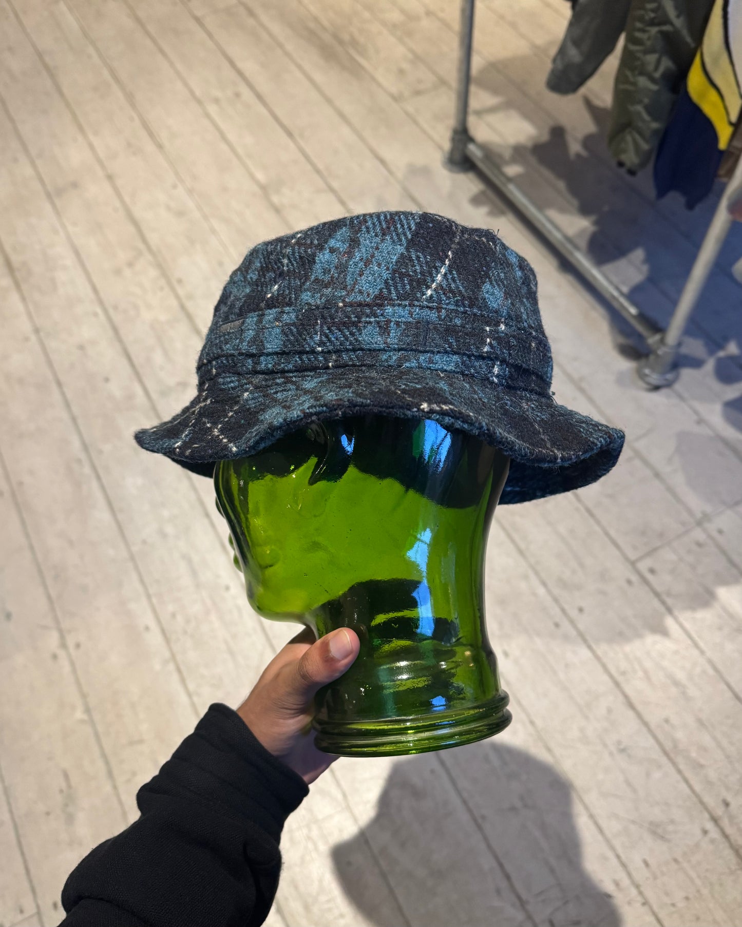 90s Harris Tweed Wool Plaid Bucket Hat (OS)