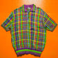 Vibrant Plaid Knit Polo (~M~)