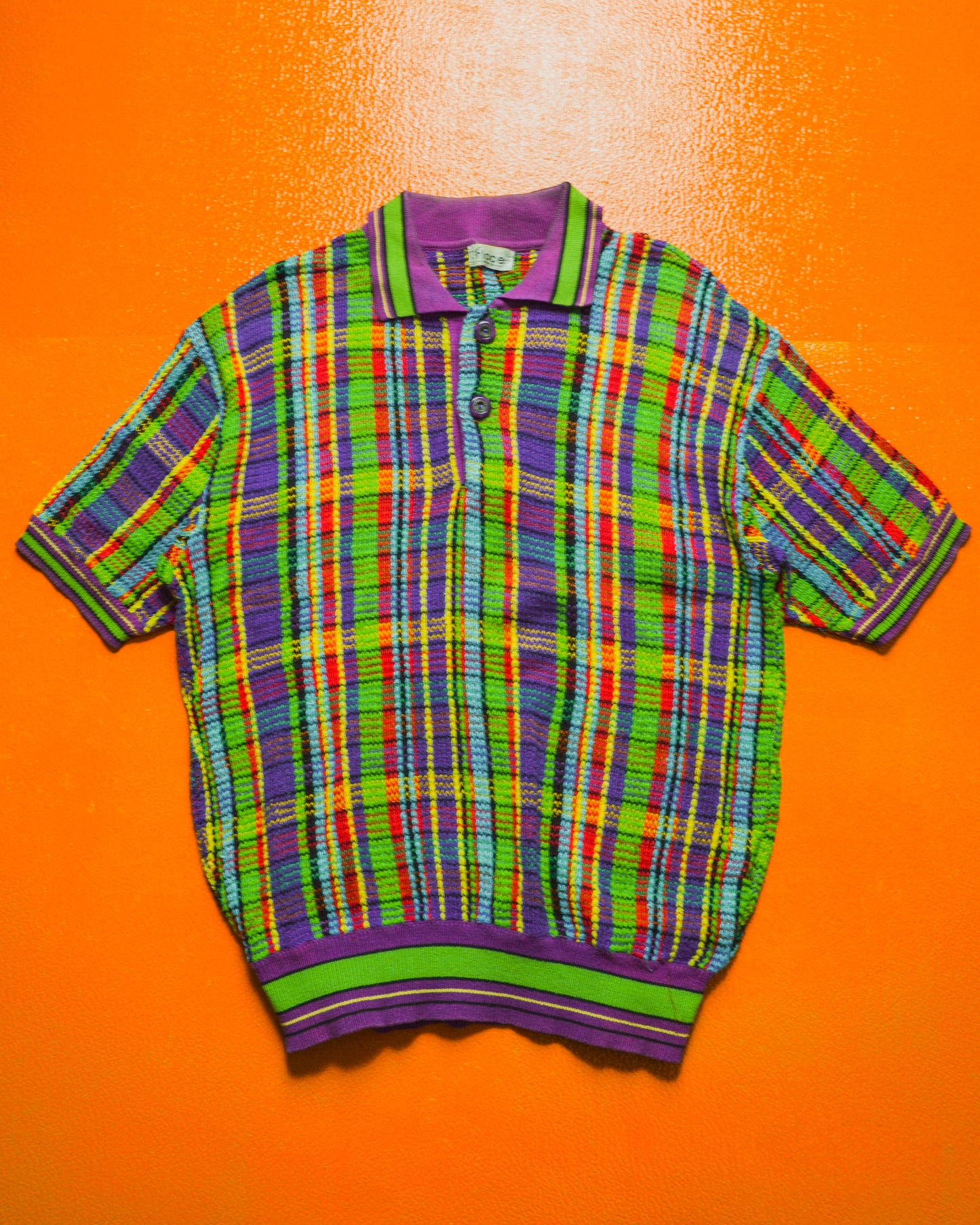 Vibrant Plaid Knit Polo (~M~)