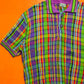 Vibrant Plaid Knit Polo (~M~)