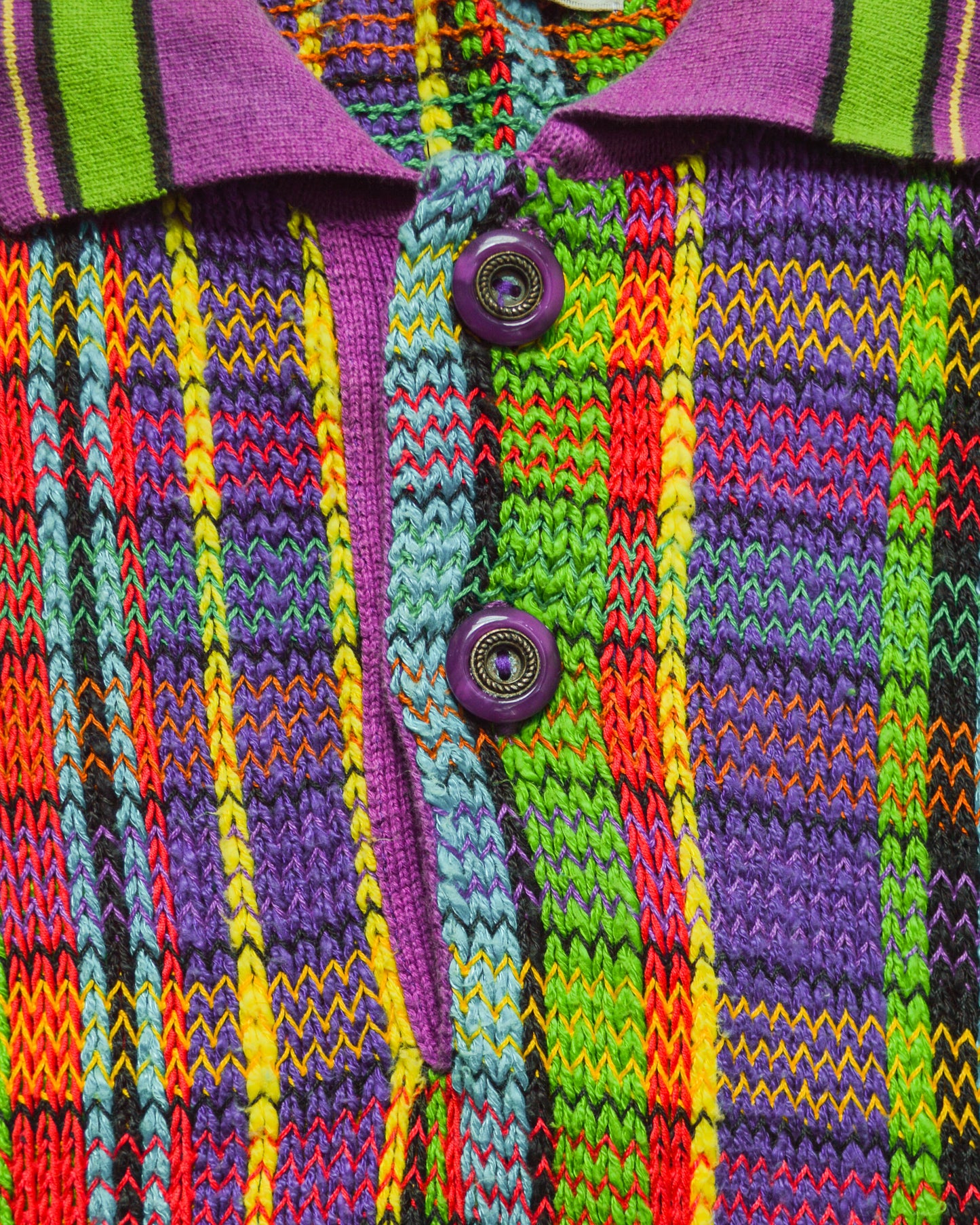 Vibrant Plaid Knit Polo (~M~)