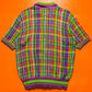 Vibrant Plaid Knit Polo (~M~)