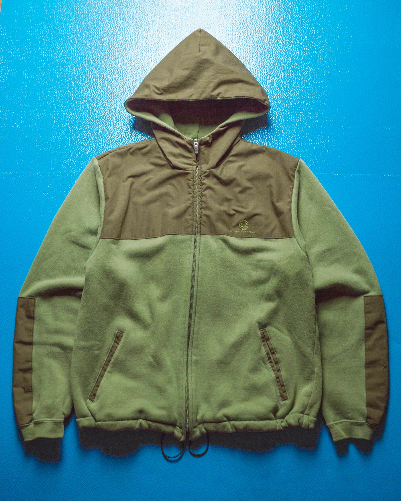 Panelled Cotton Green  Brown Zip Up Hoody (~M~)