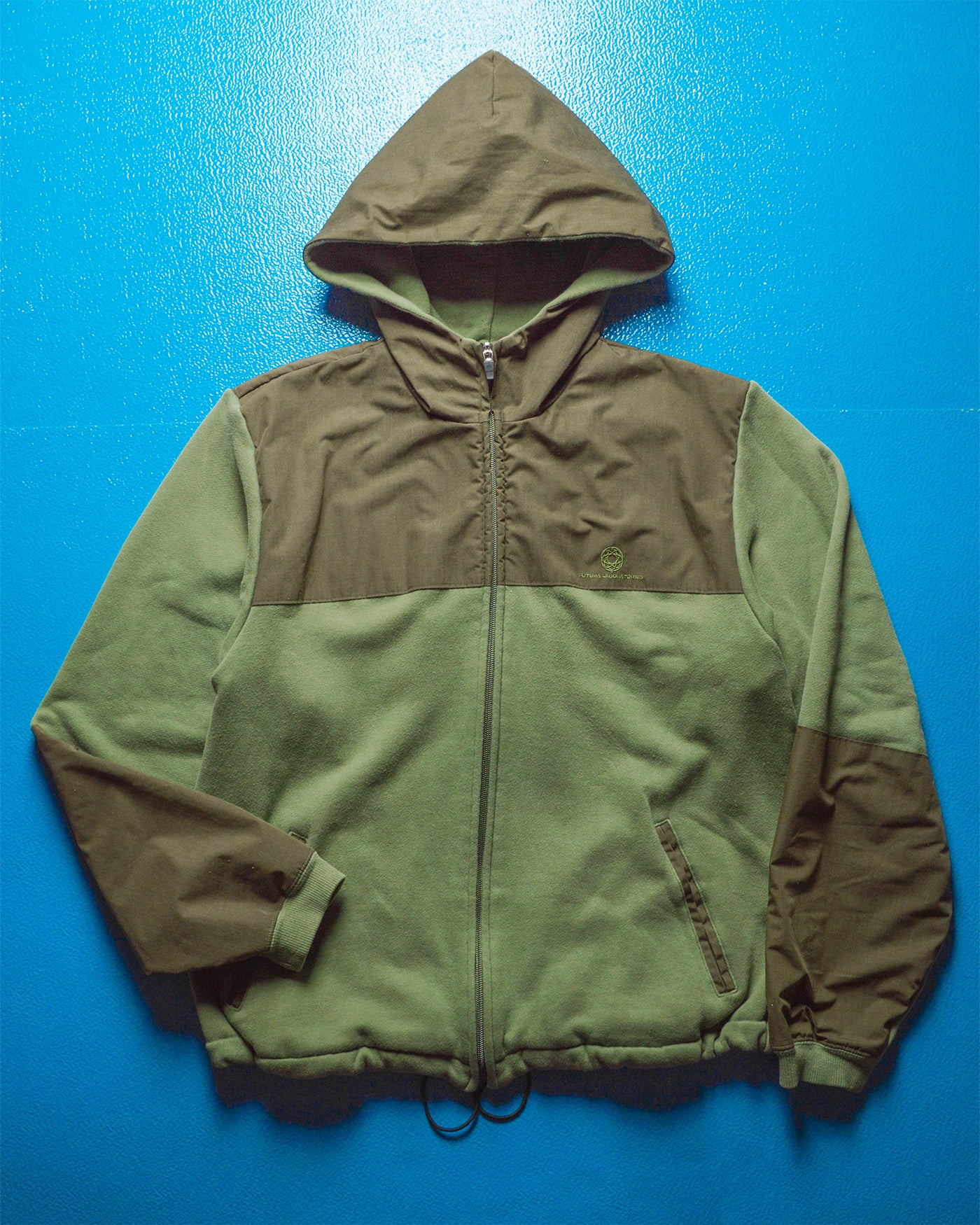 Panelled Cotton Green  Brown Zip Up Hoody (~M~)