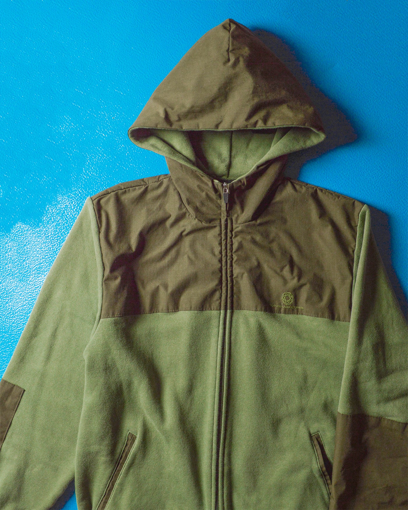 Panelled Cotton Green  Brown Zip Up Hoody (~M~)