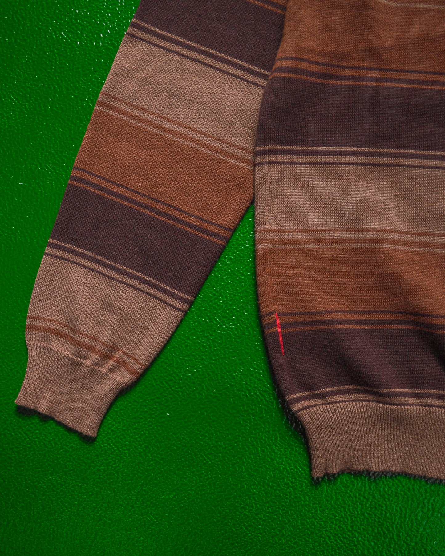 Brown Tonal Striped Lightweight Knit Jumper (S~M)