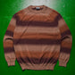 Brown Tonal Striped Lightweight Knit Jumper (S~M)