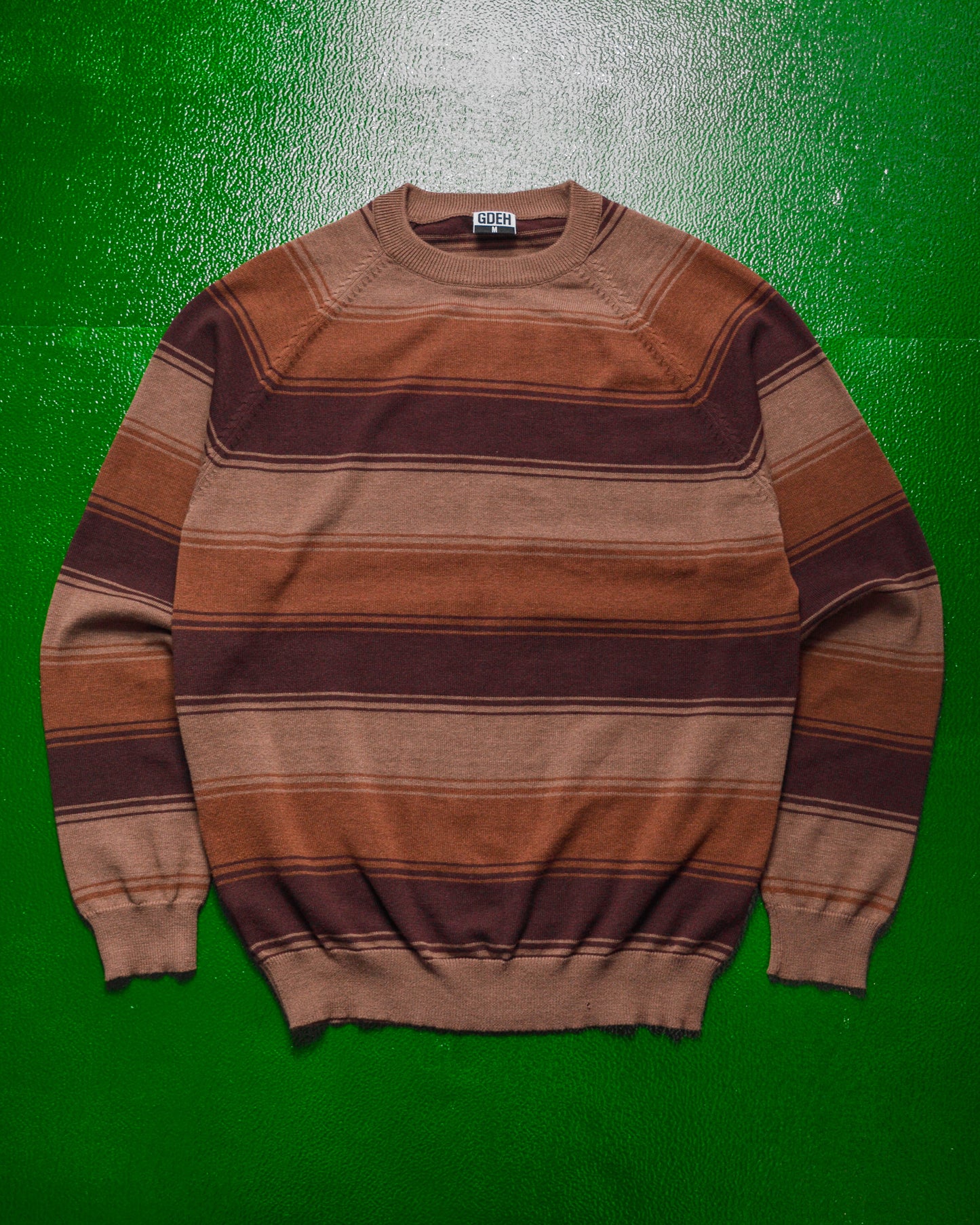 Brown Tonal Striped Lightweight Knit Jumper (S~M)