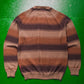 Brown Tonal Striped Lightweight Knit Jumper (S~M)