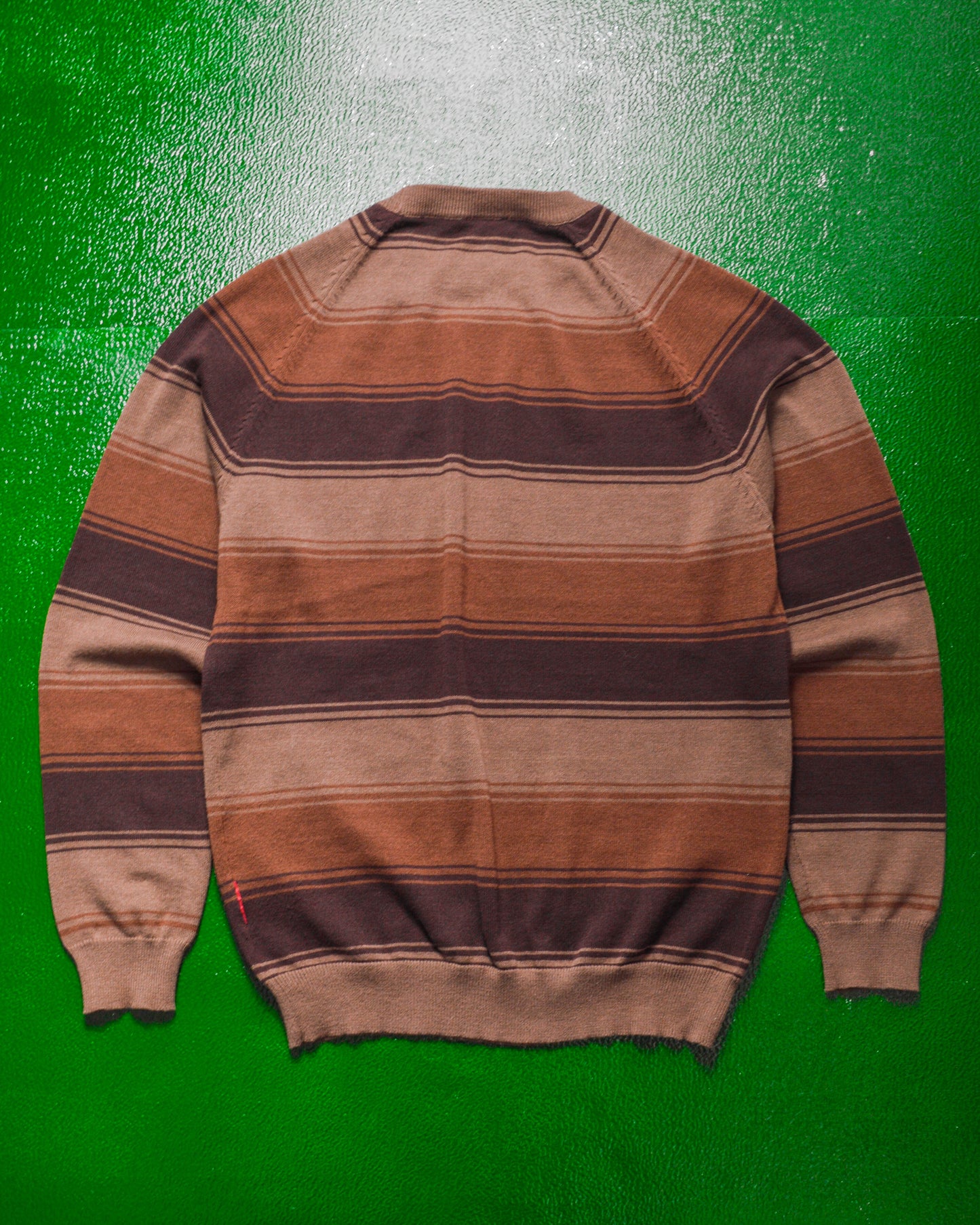 Brown Tonal Striped Lightweight Knit Jumper (S~M)