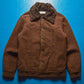 2003 Fine Cord "Storm Rider" Arabic Patch Brown Fleece Lined Trucker Jacket (~M~)