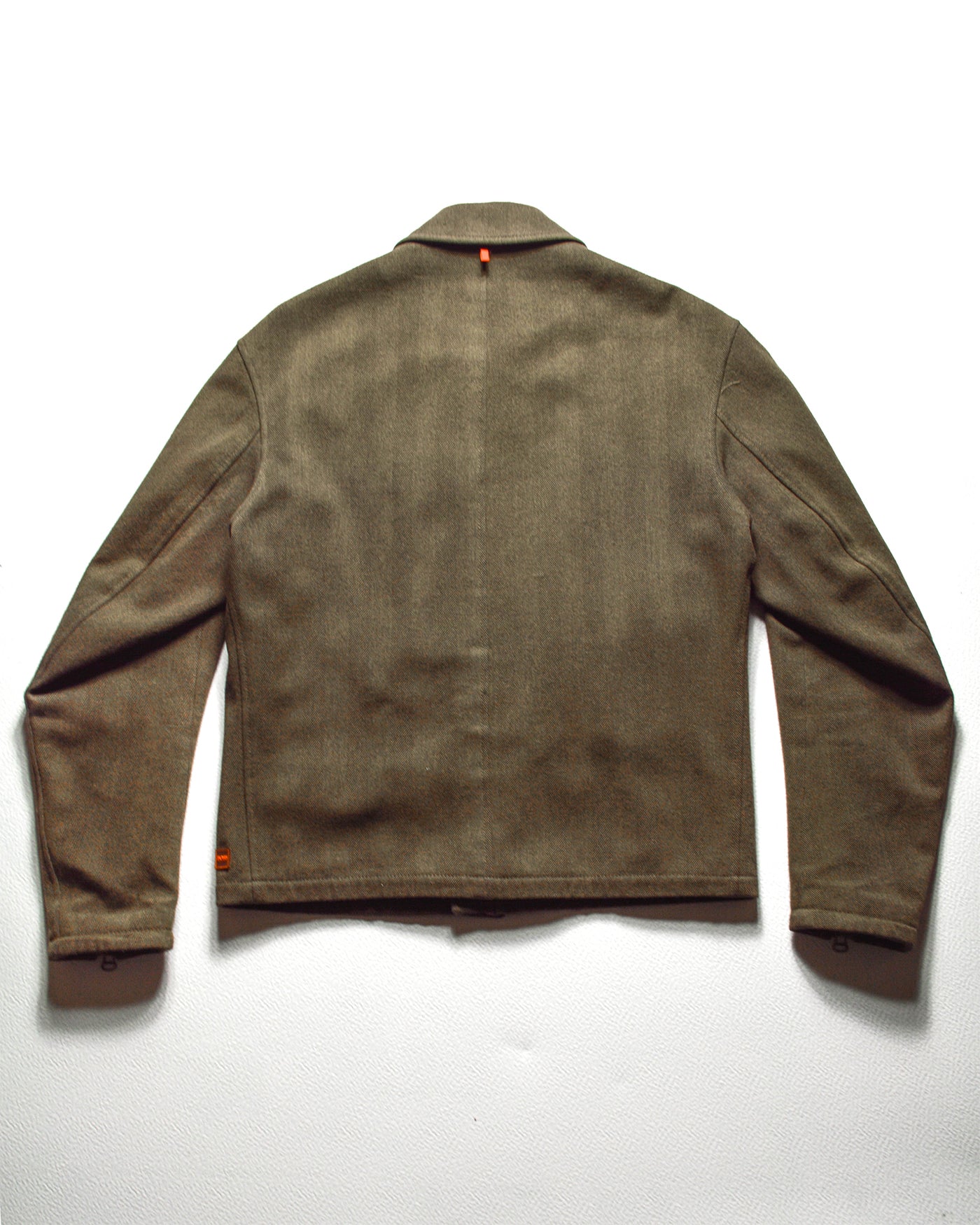 Early 2000s Olive Brown Asymmetrical Work Jacket with Knit Print Interior (~M~)