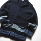 90s Striped Navy  Blue Collared Button Up Sweater  Cardigan (M)