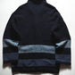 90s Striped Navy  Blue Collared Button Up Sweater  Cardigan (M)