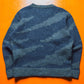 80s Blue  Abstract Brushed Pattern Knit Jumper (~M~)