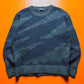 80s Blue  Abstract Brushed Pattern Knit Jumper (~M~)