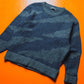 80s Blue  Abstract Brushed Pattern Knit Jumper (~M~)
