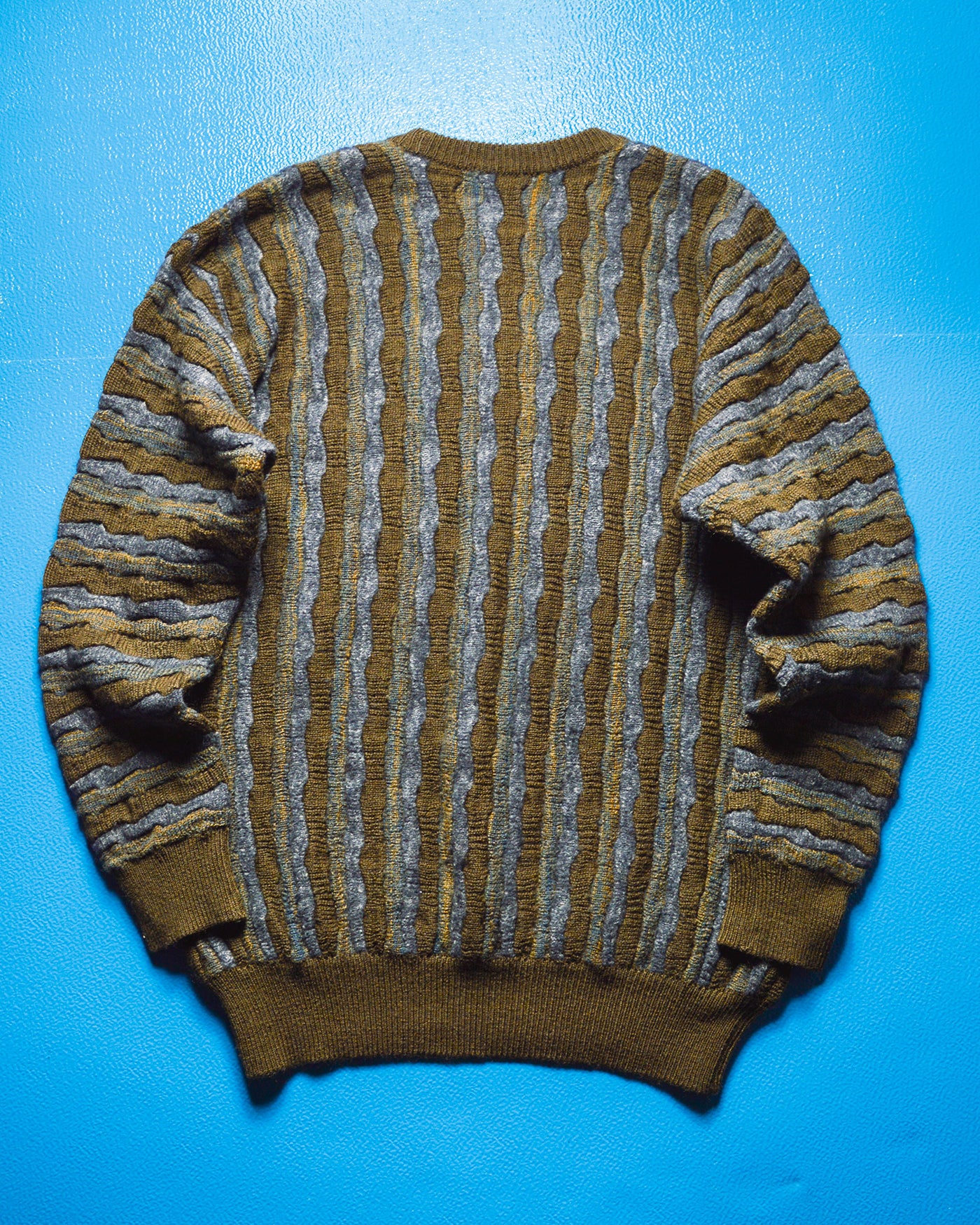 80s Olive  Grey Multitone Woven Knit Jumper (~L~)