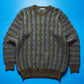 80s Olive  Grey Multitone Woven Knit Jumper (~L~)