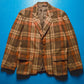 Brown / Orange Plaid Pleated Front Blazer (L)