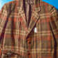 Brown / Orange Plaid Pleated Front Blazer (L)