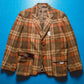 Brown / Orange Plaid Pleated Front Blazer (L)