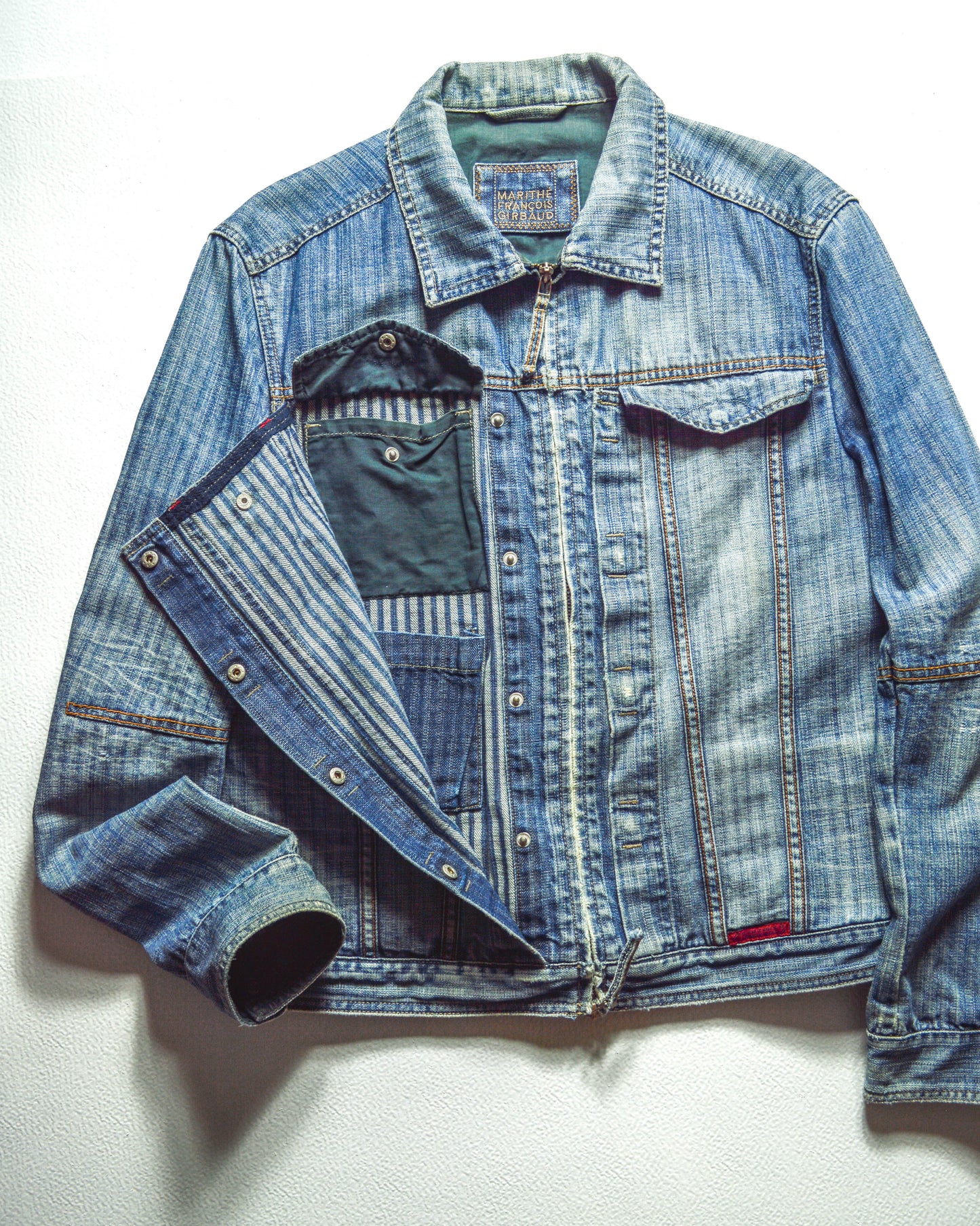 Marithe Francois Girbaud  M+FG Butterfly Striped Denim Jacket (~M~)