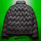 Black Zig Zag Panel 2 in 1 Detachable Sleeve Puffer Jacket (~S~)