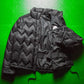 Black Zig Zag Panel 2 in 1 Detachable Sleeve Puffer Jacket (~S~)