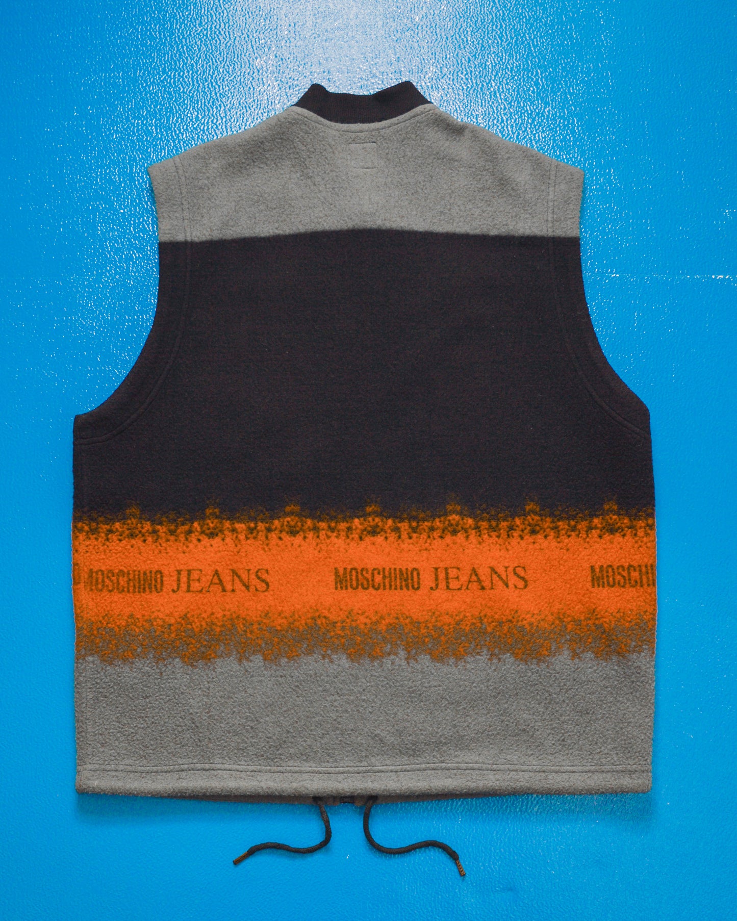 Late 90s Paint Stripe Style Fleece Zip Up Vest (XL)