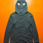 Mid 2000s Grey Full Zip Up Eye Cut-out / Gimp Thermal Lined Lightweight Hoody (~S~)