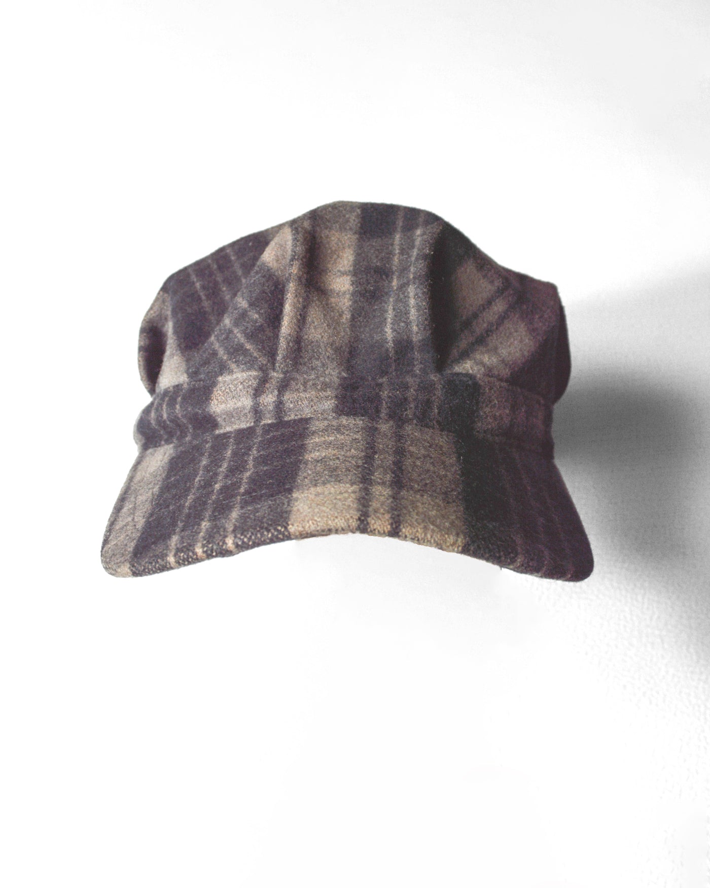 90s Grey Black Plaid / Check Tank / Military Style Cap / Hat&nbsp; (OS)