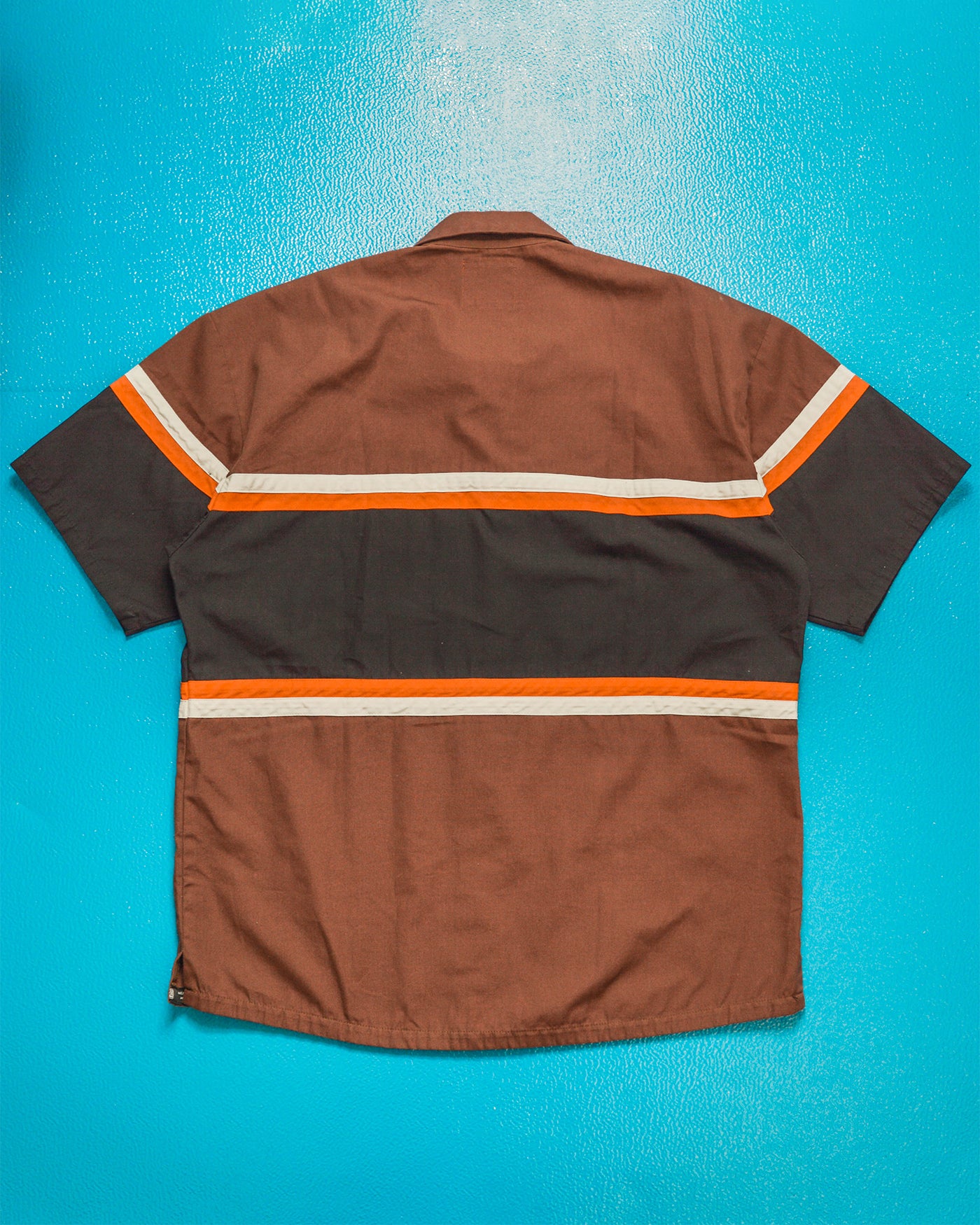 Early 2000s Brown / Orange Strip Panelled Boxy Shirt (M)