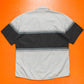 Early 2000s Greyscale Strip Panelled Boxy Shirt (M)