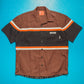 Early 2000s Brown / Orange Strip Panelled Boxy Shirt (M)