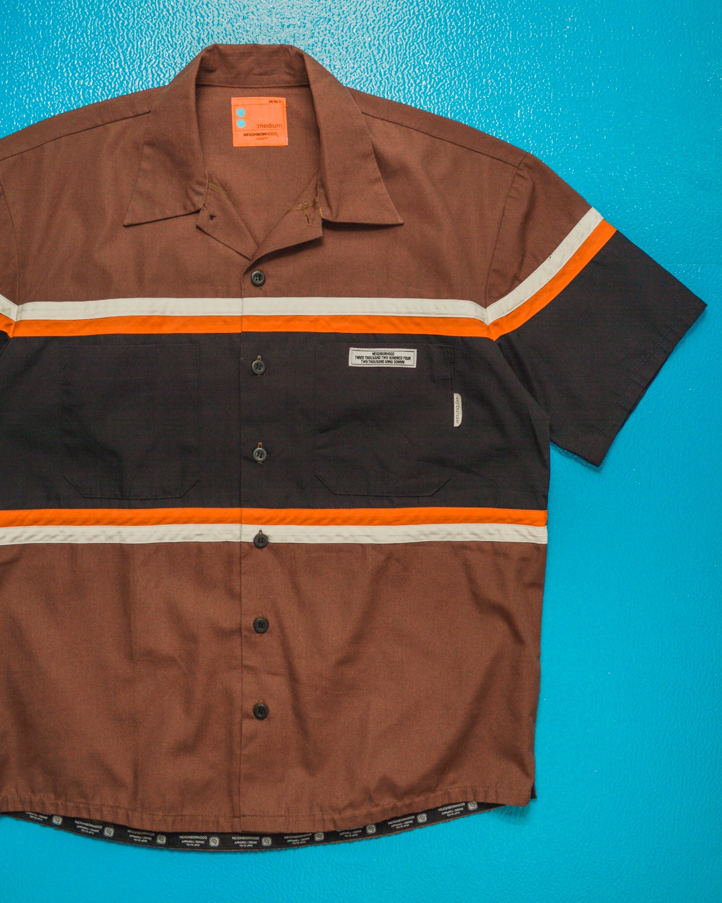 Early 2000s Brown / Orange Strip Panelled Boxy Shirt (M)