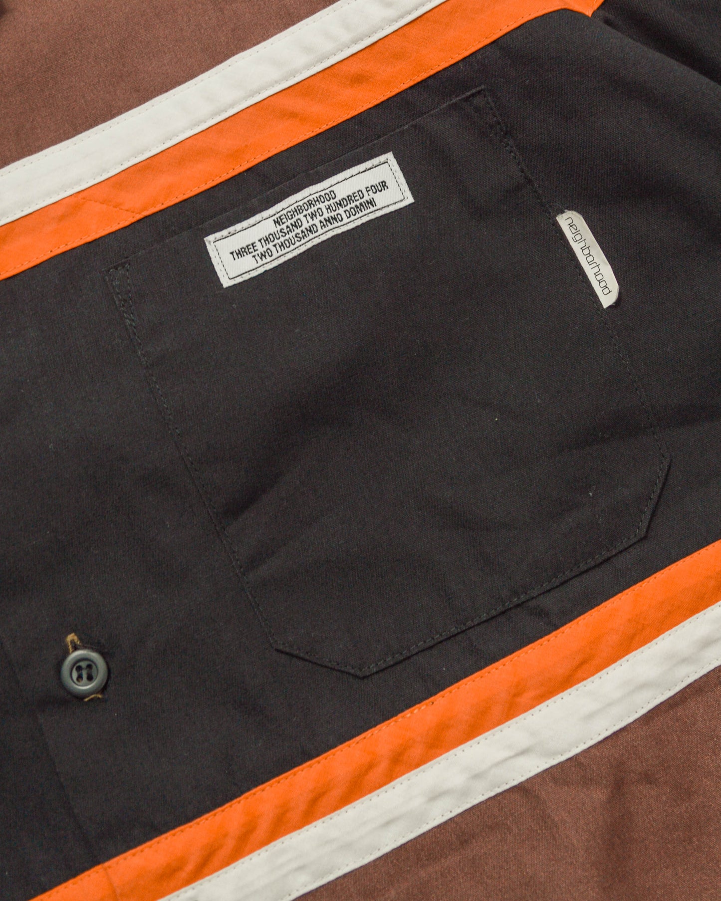 Early 2000s Brown / Orange Strip Panelled Boxy Shirt (M)