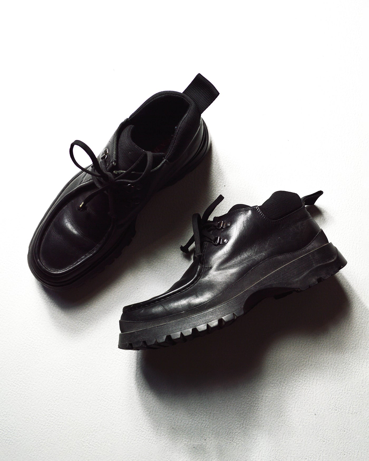 Vintage Black Leather Low Hiking Boots  Shoes (10)