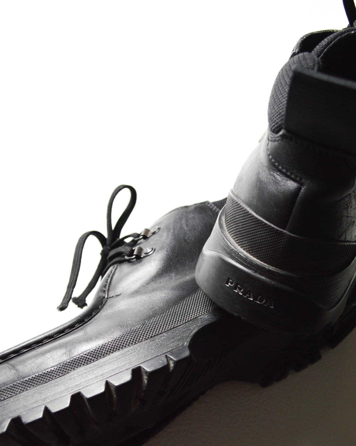 Vintage Black Leather Low Hiking Boots  Shoes (10)