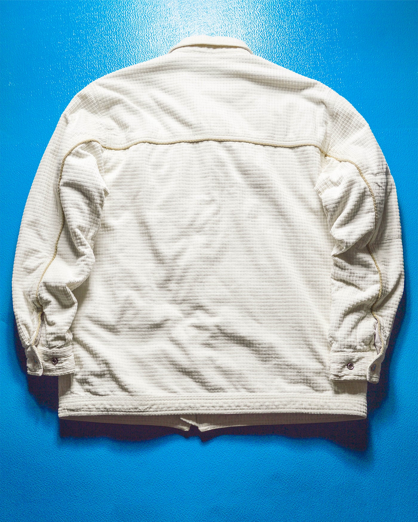 Waffle Textured White  Cream Work Jacket(~L~)