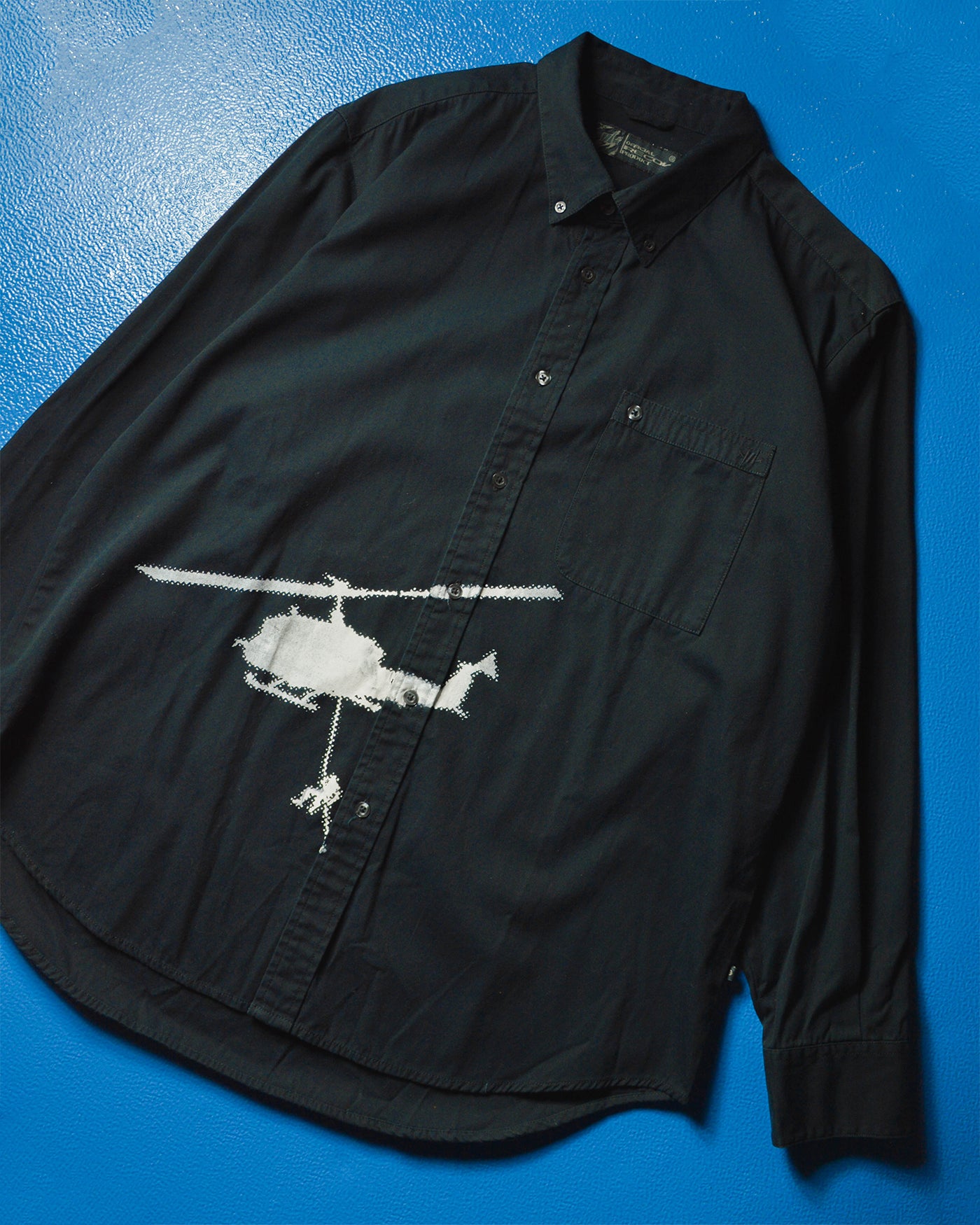 Early 2000s Helicopter Print Shirt (L~XL)