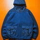 2000s Panelled Blue Navy Fleece Zip Up Hoody(~M~)
