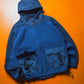 2000s Panelled Blue Navy Fleece Zip Up Hoody(~M~)