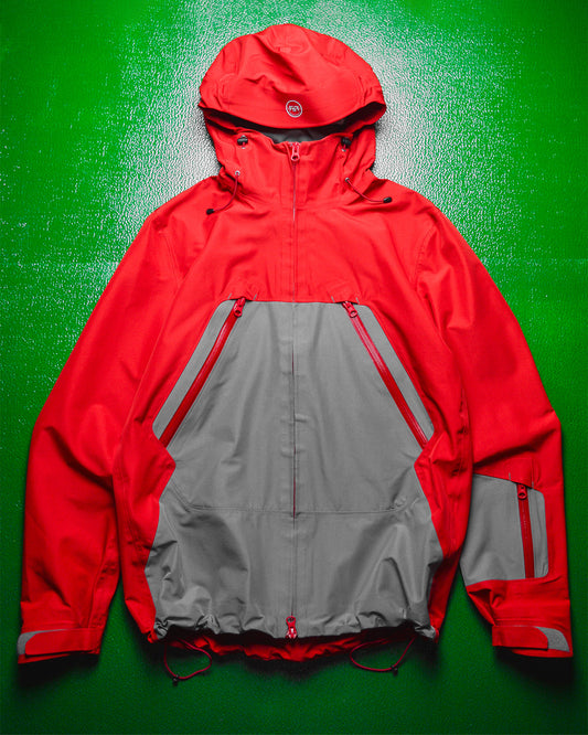 2009 Fragment Design X FYI Design Red Grey Panelled Taped Seam Technical Shell Jacket (S~M)
