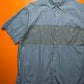 Blue Grey Check Two Tone Panelled Short Sleeve Shirt (~L~)