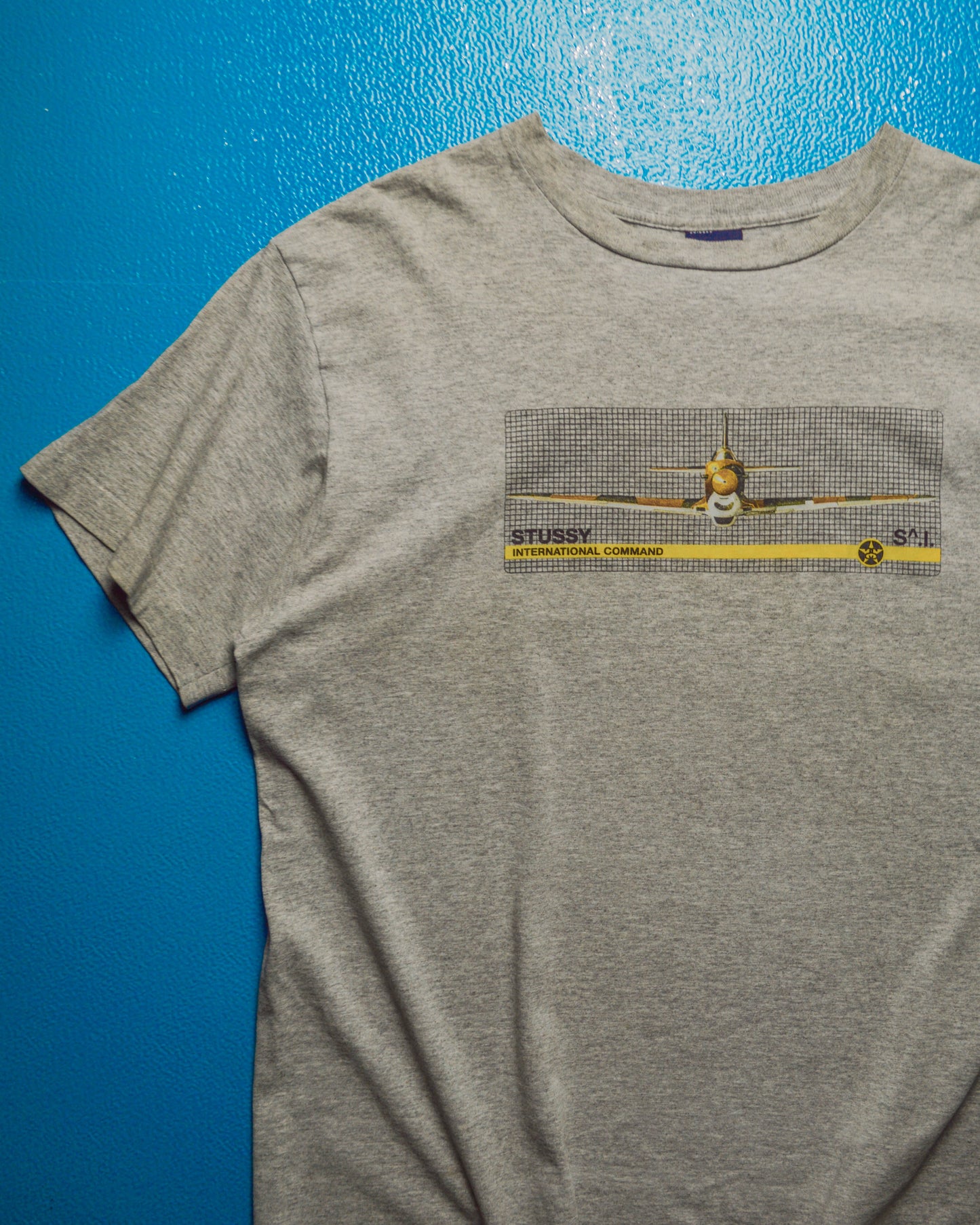 International Command Fighter Plane Graphic Grey T-shirt (L)