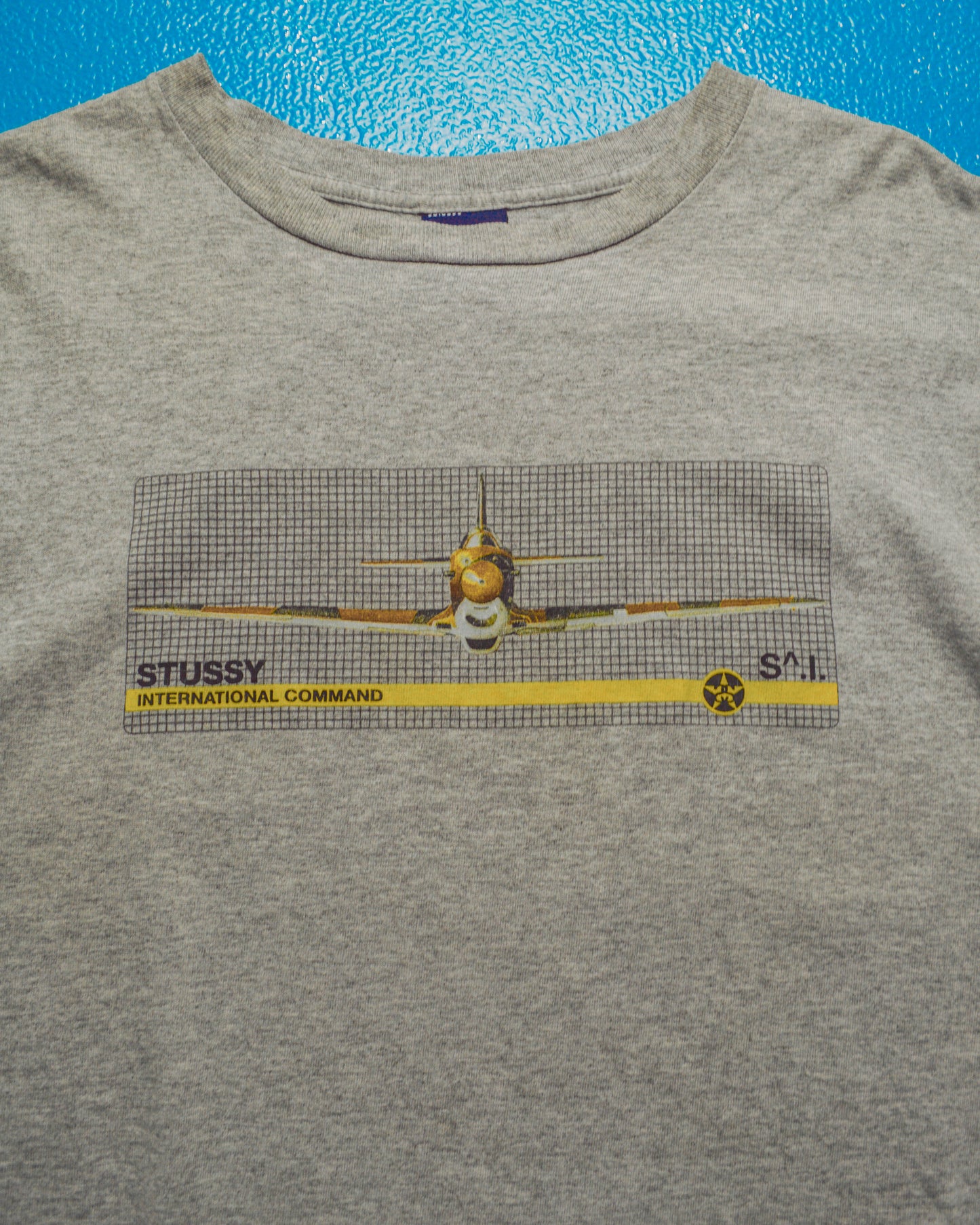 International Command Fighter Plane Graphic Grey T-shirt (L)