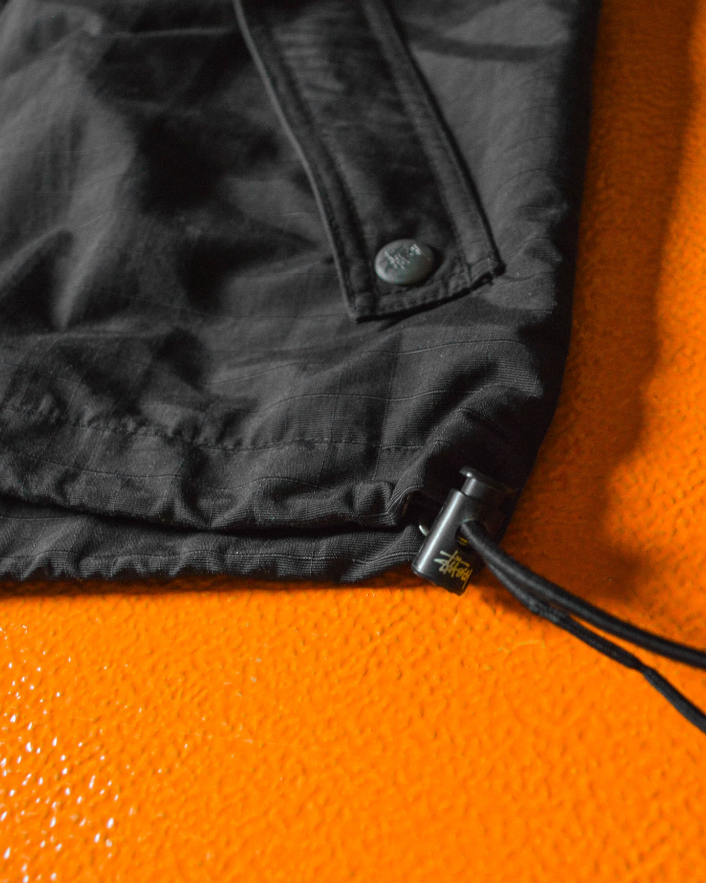 Late 90s Black Ripstop Embroidered Sleeve Logo Windbreaker Jacket (M~L)